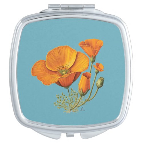 Cute Style Vintage California Poppy Flower compact Compact Mirror