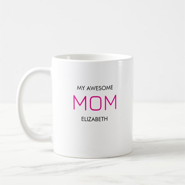 Cute, Stylish and Awesome Mom White Coffee Mug (Left)