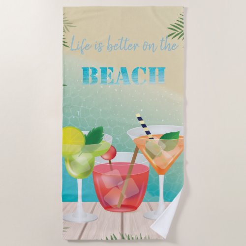 Cute Stylish Beach Cocktails Beach Towel