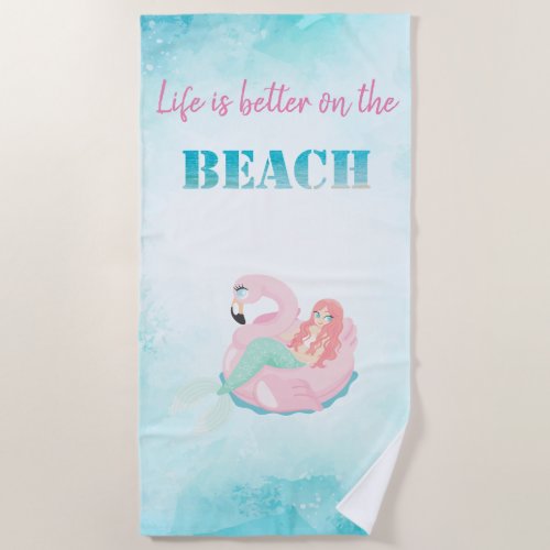 Cute Stylish Beach Mermaid Beach Towel