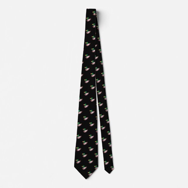 Cute Stylish Black Wild Duck Seamless Pattern Neck Tie (Front)