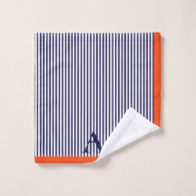 Cute Stylish Blue And Orange Striped Monogram