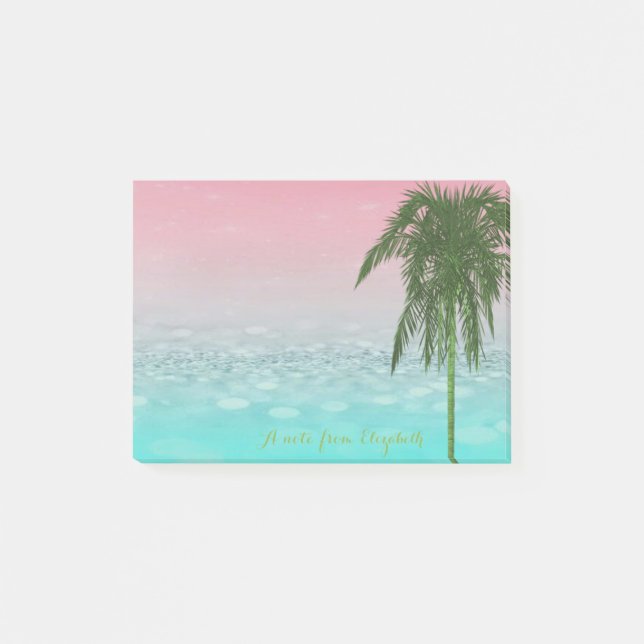 Cute Stylish BokehTropical, Palm Tree,Personalized Post-it Notes (Front)