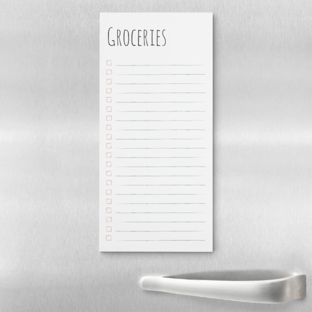 Cute Stylish Checkbox Lined Groceries To Do List Magnetic Notepad (In Situ)