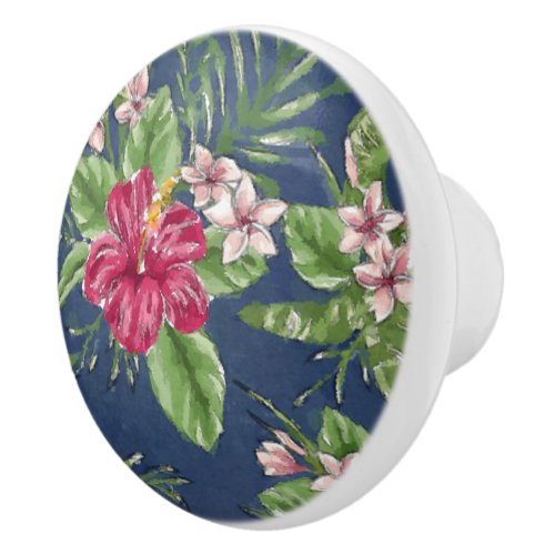 Cute Stylish Colors Tropical Hawaii Floral Pattern Ceramic Knob