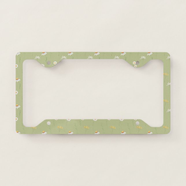 Cute Stylish Daisy Pattern  License Plate Frame (Front)