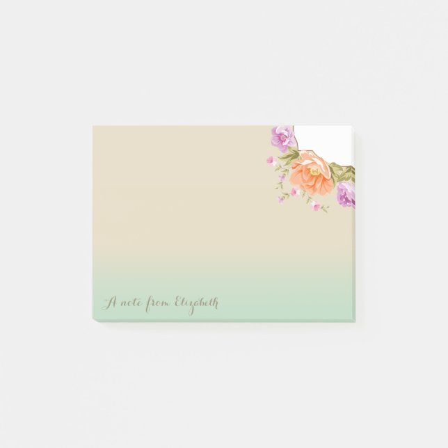Cute Stylish Flowers -Personalized Post-it Notes (Front)