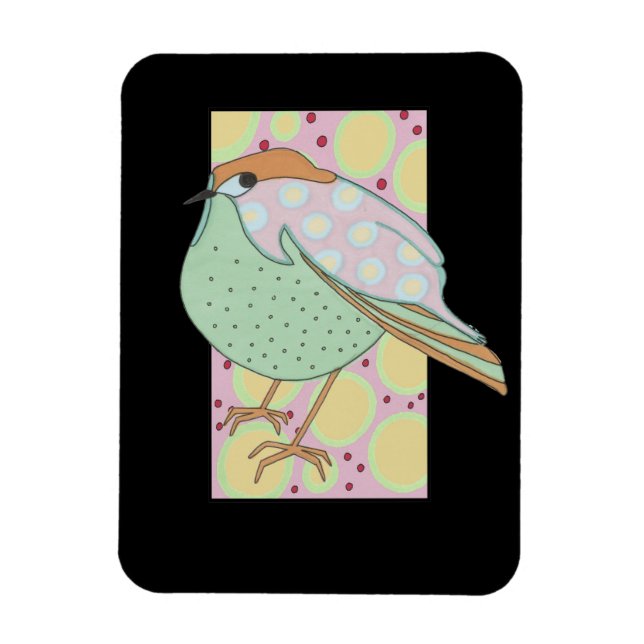 Cute Stylish Framed Pastel Songbird Magnet (Vertical)
