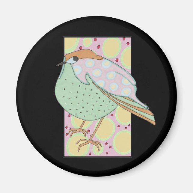 Cute Stylish Framed Pastel Songbird Magnet (Front)