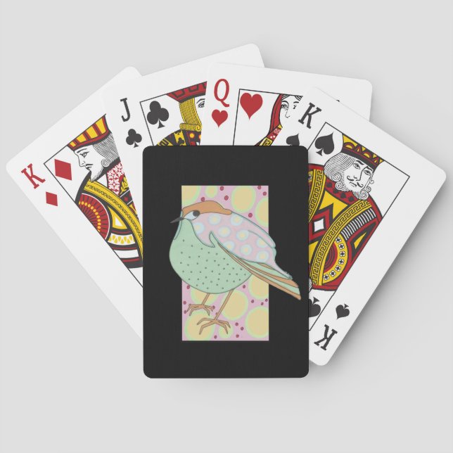 Cute Stylish Framed Pastel Songbird Poker Cards (Back)
