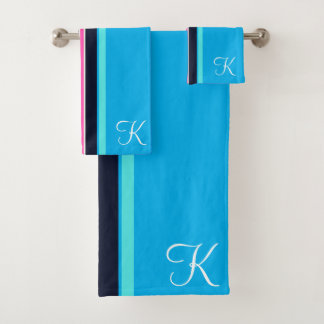 Cute Stylish Gym Monogrammed Name Bath Towel Set