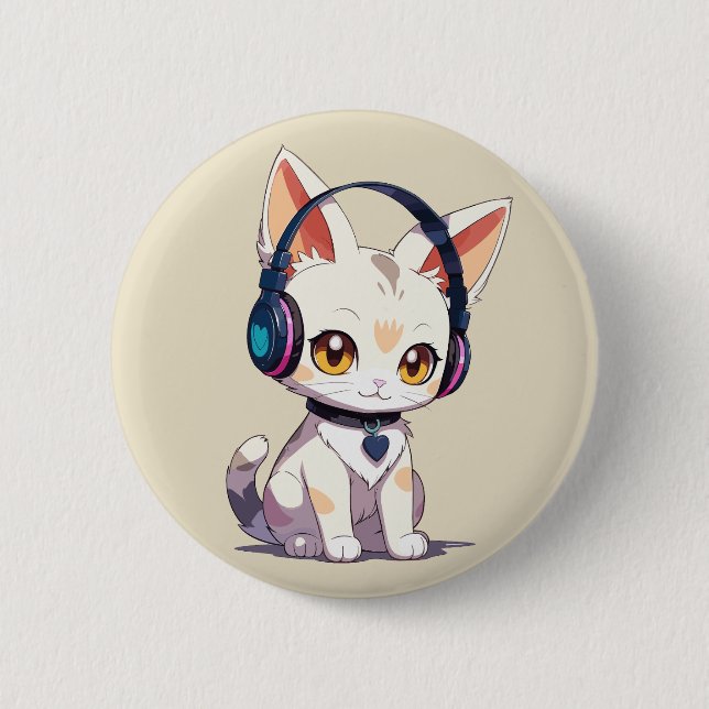 Cute Stylish Kitty Button (Front)