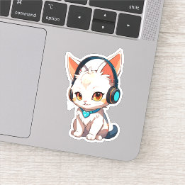Cute Stylish Kitty in Headphones Sticker