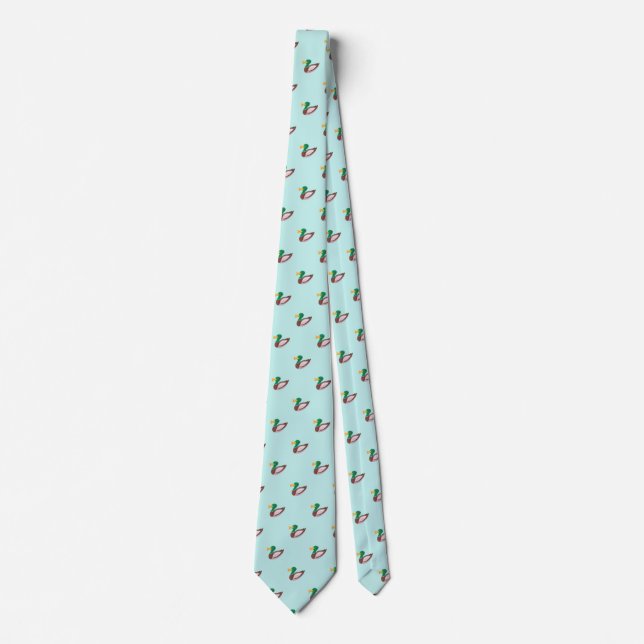 Cute Stylish Light Green Wild Duck Pattern Neck Tie (Front)