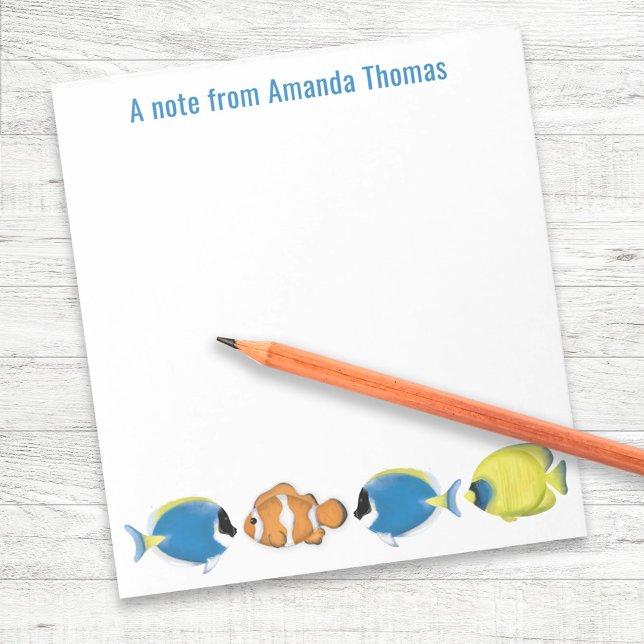 Cute Stylish Personalized Tropical Fish  Notepad (Tropical fish personalized notepad.)
