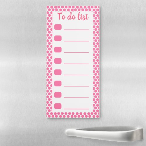 Cute Stylish Pink and White Polka Dot To Do List Magnetic Notepad