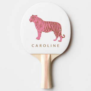 Cute Stylish Pink Tiger Simple Personalized Name Ping Pong Paddle