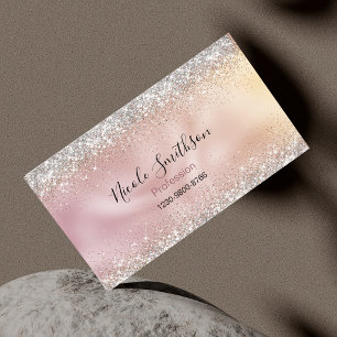 Cute stylish rose gold faux glitter monogram business card magnet