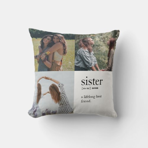 Cute Stylish Sister Best Friend Photo Collage Throw Pillow