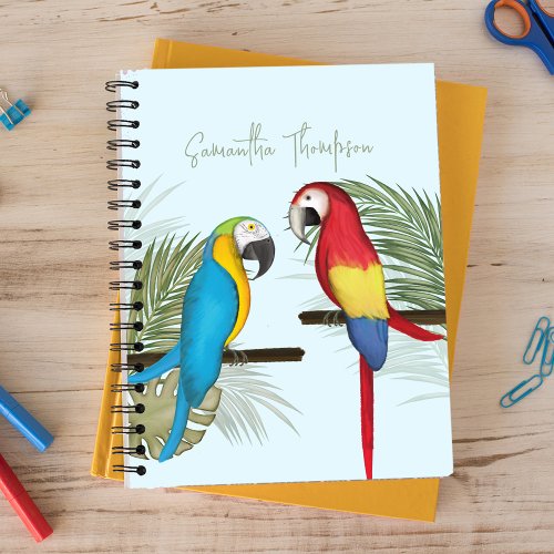Cute Stylish Tropical Birds Trendy Calligraphy Notebook
