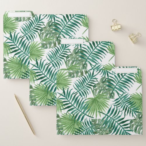 Cute Stylish Tropical Leaves Greenery File Folders