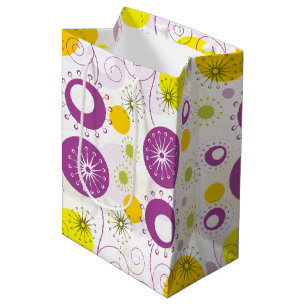 Cute Stylized Flowers Pattern Medium Gift Bag