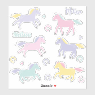 Cute stylized pastel Horses and horseshoes Sticker