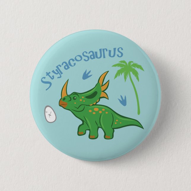 Cute Styracosaurus Pinback Button (Front)