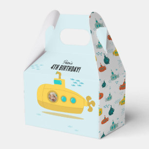 Cute Submarine Deep Sea Birthday Kids Photo Favor Boxes
