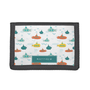 Cute Submarine Nautical Deep Sea Fish Kids Trifold Wallet