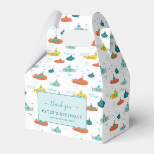 Cute Submarine Nautical Sea Fish Kids Birthday Favor Boxes