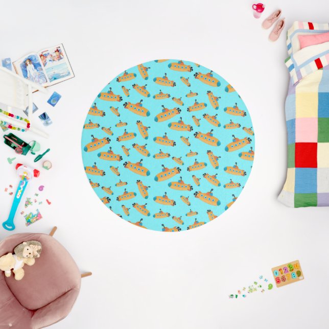 Cute Submarine Pattern Kids Bedroom Nursery Outdoor Rug (Insitu (Babyroom))
