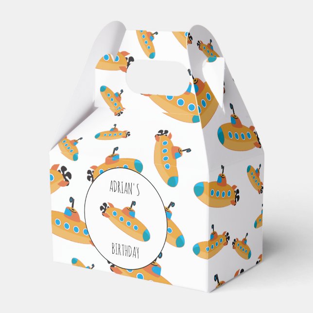 Cute Submarine Pattern Kid's Birthday Party  Favor Boxes (Front Side)