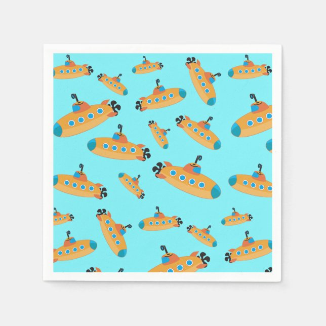 Cute Submarine Pattern Kids Party  Napkins (Front)
