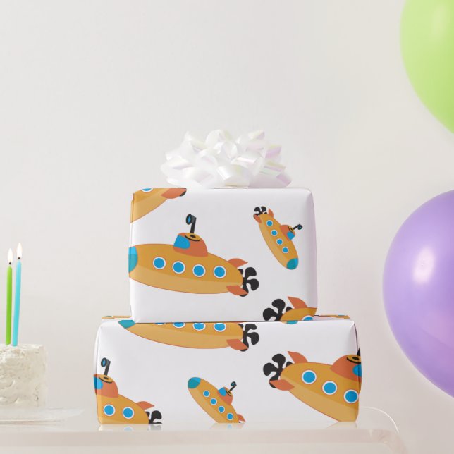 Cute Submarine Pattern Kids Party Wrapping Paper (Party Gifts)