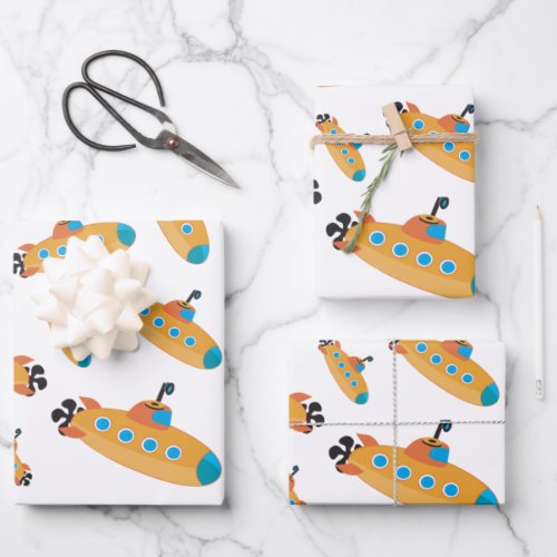 Cute Submarine Pattern Kids Party Wrapping Paper Sheets