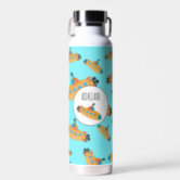 Boys Cute Blue Space Alien Monster Kids School Water Bottle