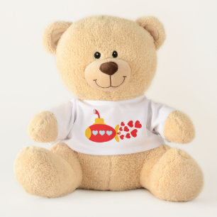 Cute Submarine with hearts Valentine's Day Baby Teddy Bear