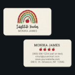 Cute Substitute Teacher Rainbow Leopard Print Business Card<br><div class="desc">Cute teacher business card features a pretty leopard print, red apple, pencil , hand print mash up of a beautiful modern rainbow. Add name and personized with details. This card will be perfect for teachers or substitute teachers.</div>