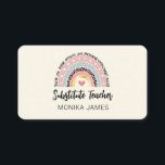 Cute Substitute Teacher Rainbow Leopard Print Business Card<br><div class="desc">Cute teacher business card features a pretty leopard print,  pink heart,  hand print mash up of a beautiful modern rainbow. Add name and personized with details. This card will be perfect for teachers or substitute teachers.</div>