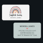 Cute Substitute Teacher Rainbow Leopard Print Business Card<br><div class="desc">Cute teacher business card features a pretty leopard print,  pink heart,  hand print mash up of a beautiful modern rainbow. Add name and personized with details. This card will be perfect for teachers or substitute teachers.</div>
