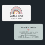 Cute Substitute Teacher Rainbow Leopard Print Business Card<br><div class="desc">Cute teacher business card features a pretty leopard print,  pink heart,  hand print mash up of a beautiful modern rainbow. Add name and personized with details. This card will be perfect for teachers or substitute teachers.</div>
