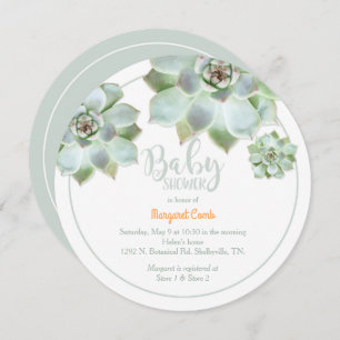 Cute Succulent Baby Shower Invitation