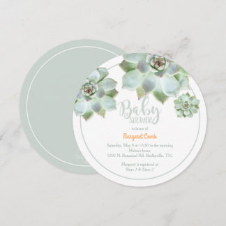 Cute Succulent Baby Shower Invitation