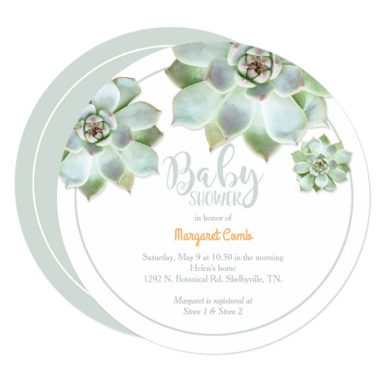 Cute Succulent Baby Shower Invitation Zazzle Com