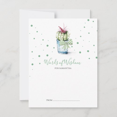 Cute Succulent Cactus Baby Shower Advice Cards