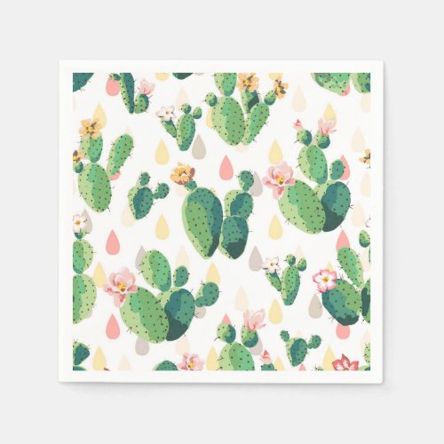 Cute Succulent Cactus Cocktail Paper Napkins