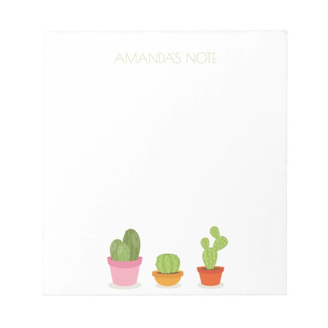 Cute succulent cactus trio notepad (Front)