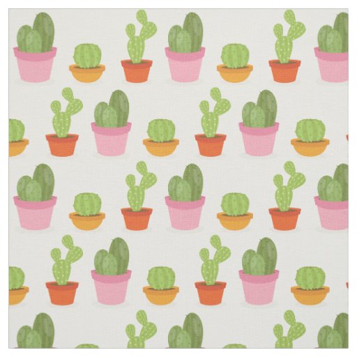 Cute succulent cactus trio pattern fabric