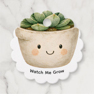 Cute Succulent Favor Baby Shower Favor Tags